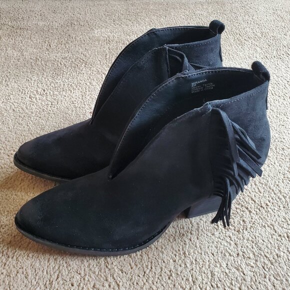 NEW Coconuts by Matisse Black Miranda Fringe Ankle Boot Booties Size 8 M - Picture 5 of 11